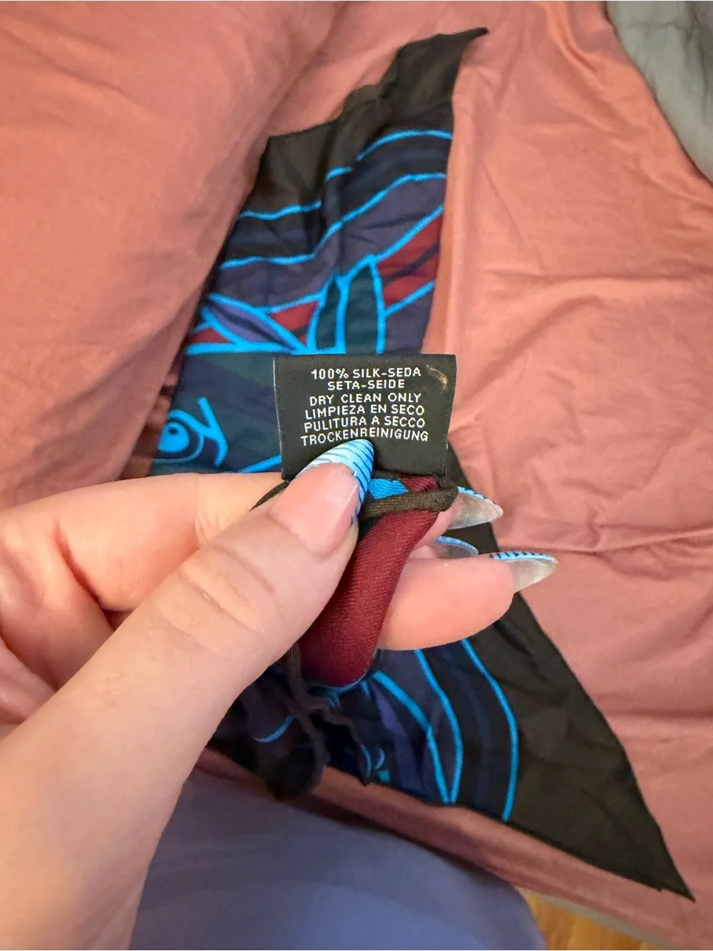 Hermes Silk Quadrige Bayadere Giant Pointe Triangle Scarf Encre Bronze Cobalt